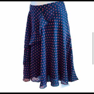 Eva Franco blue navy skirt with red dots